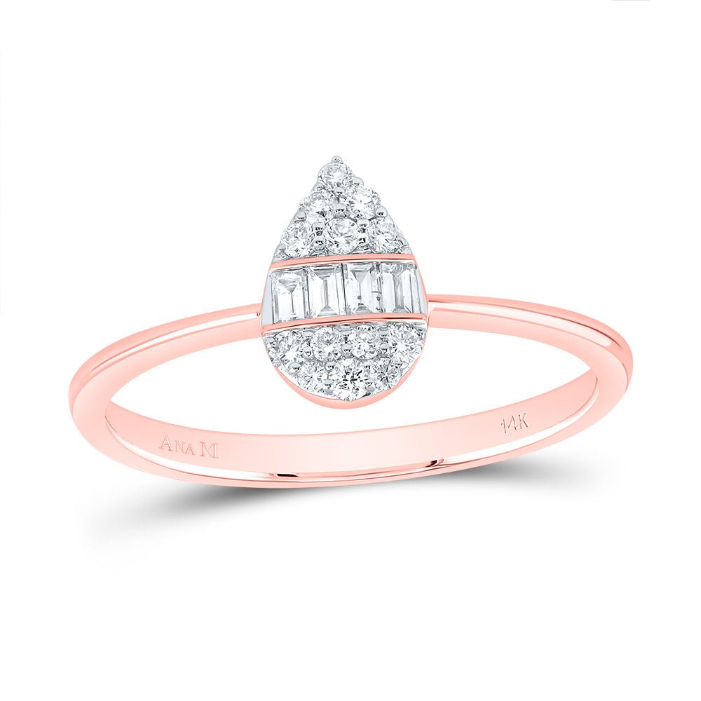 14K Rose Gold Diamond Fashion Pear Ring 1/5 Cttw - Splendid Jewellery