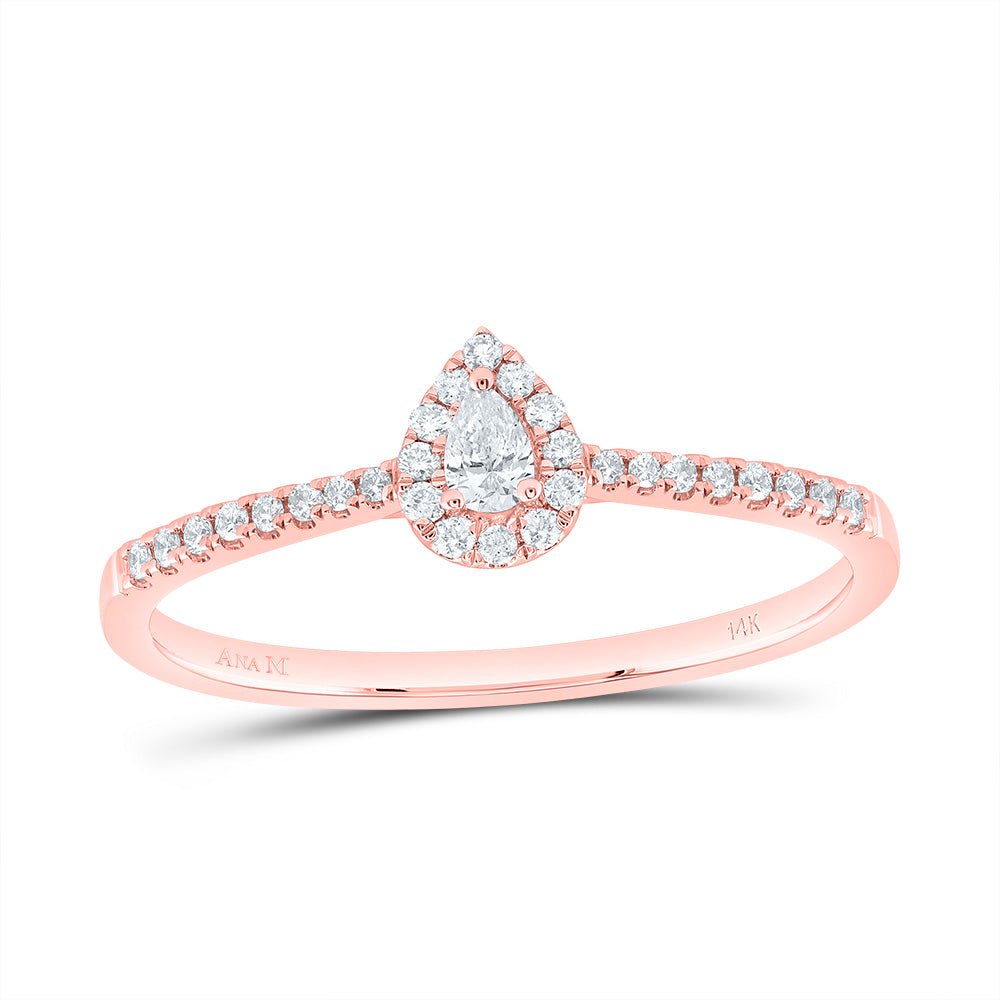 14K Rose Gold Diamond Fashion Promise Pear Ring 1/4 Cttw - Splendid Jewellery