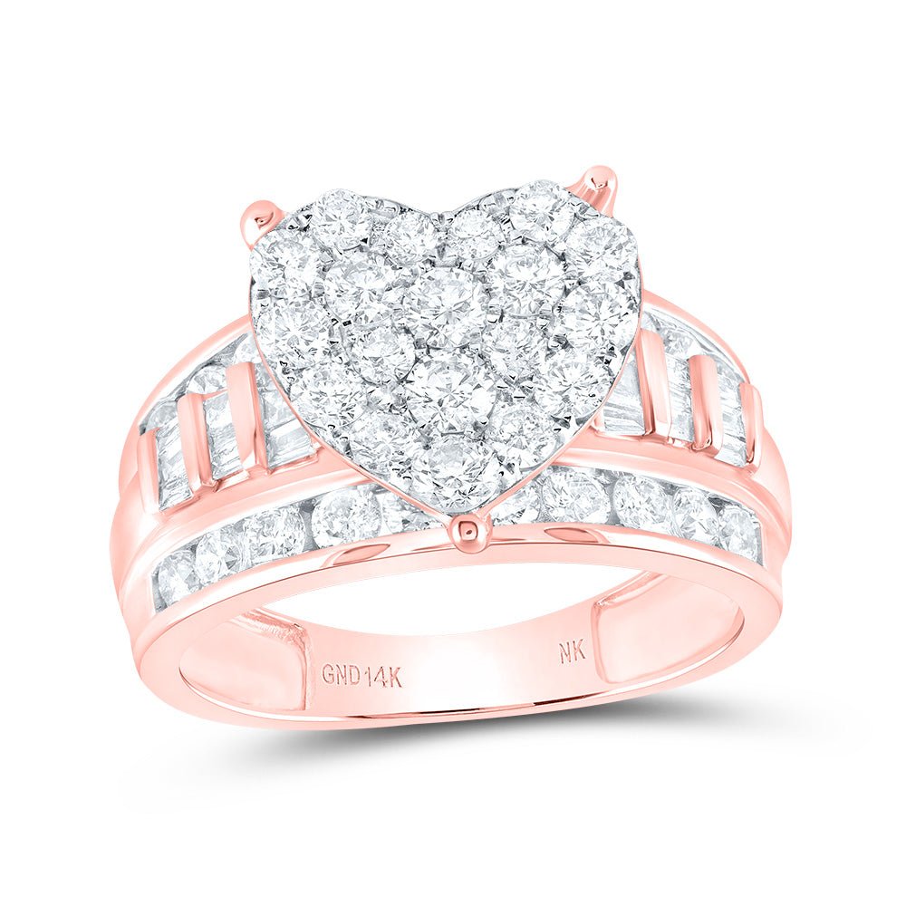 14K Rose Gold Diamond Heart Bridal Wedding Engagement Ring 2 Cttw - Splendid Jewellery