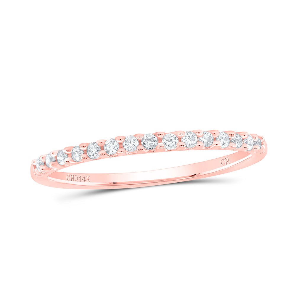 14K Rose Gold Round Diamond Fashion Band 1/6 Cttw - Splendid Jewellery