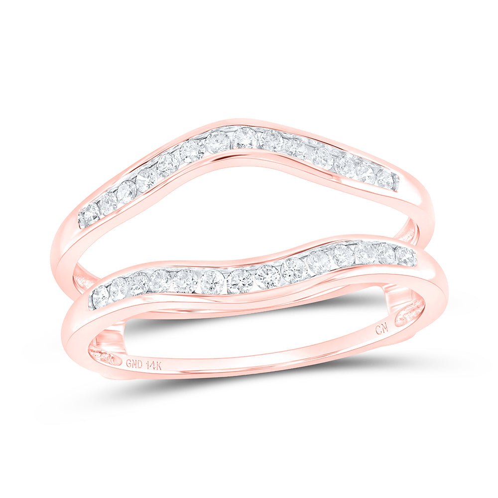 14K Rose Gold Round Diamond Women's Channel Set Wrap Ring Guard Enhancer 1/4 Cttw - Splendid Jewellery