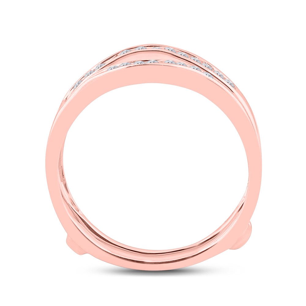 14K Rose Gold Round Diamond Women's Channel Set Wrap Ring Guard Enhancer 1/4 Cttw - Splendid Jewellery