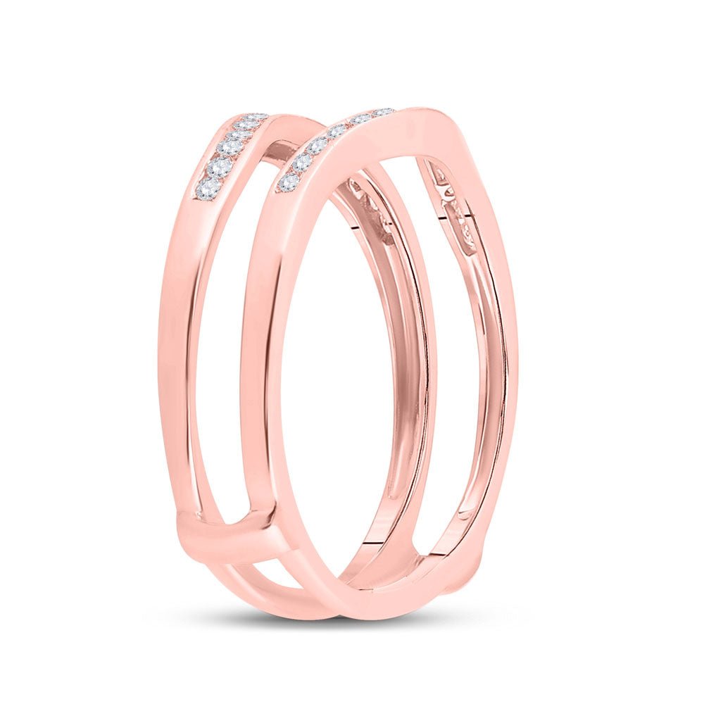 14K Rose Gold Round Diamond Women's Channel Set Wrap Ring Guard Enhancer 1/4 Cttw - Splendid Jewellery