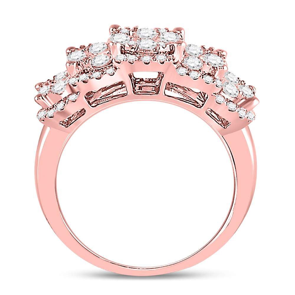 14K Rose Gold Round Diamond Women's Vintage Inspired Designer Ring 2 Cttw - Splendid Jewellery