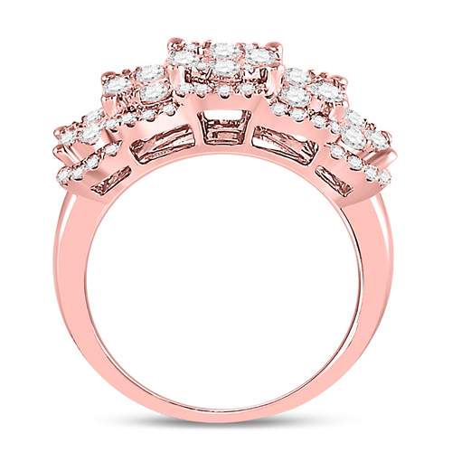14K Rose Gold Round Diamond Women's Vintage Inspired Designer Ring 2 Cttw - Splendid Jewellery