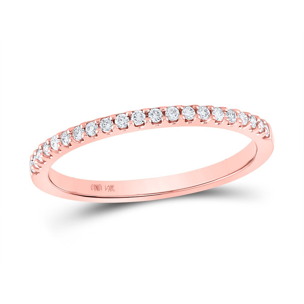 14K Rose Gold Round Diamond Women's Wedding Single Row Band 1/6 Cttw - Splendid Jewellery