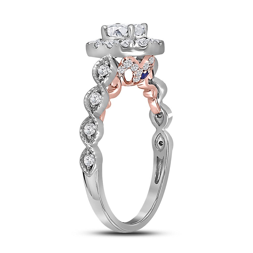 14K Two tone Gold Oval Diamond Solitaire Bridal Wedding Engagement Ring (Certified) 3/4 Cttw - Splendid Jewellery