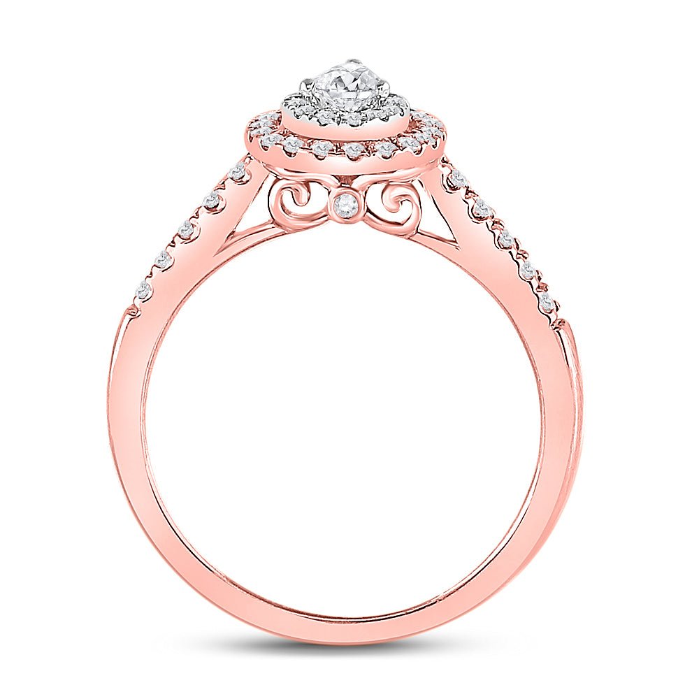 14K Two tone Gold Pear Diamond Solitaire Bridal Wedding Engagement Ring (Certified) 1/2 Cttw - Splendid Jewellery