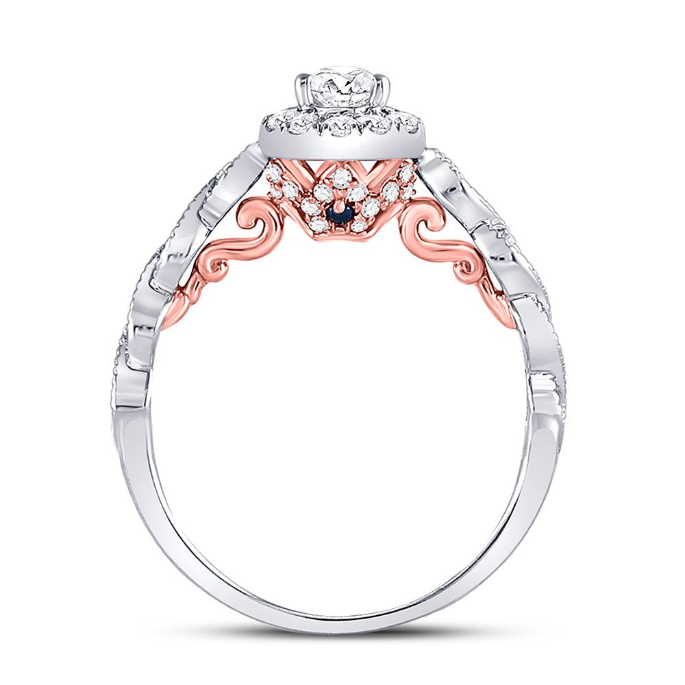 14K Two tone Gold Pear Diamond Solitaire Bridal Wedding Engagement Ring (Certified) 3/4 Cttw - Splendid Jewellery