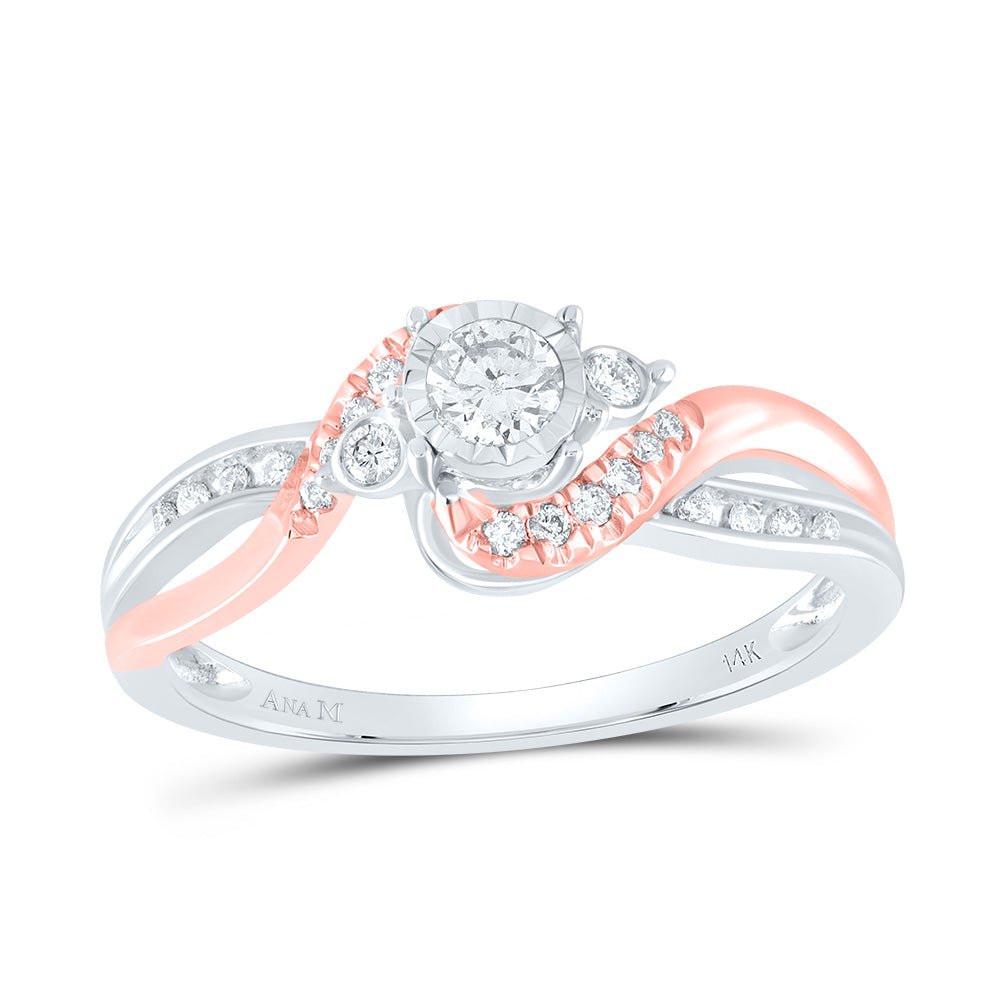 14K Two tone Gold Round Diamond Solitaire Bridal Wedding Engagement Ring 1/4 Cttw - Splendid Jewellery