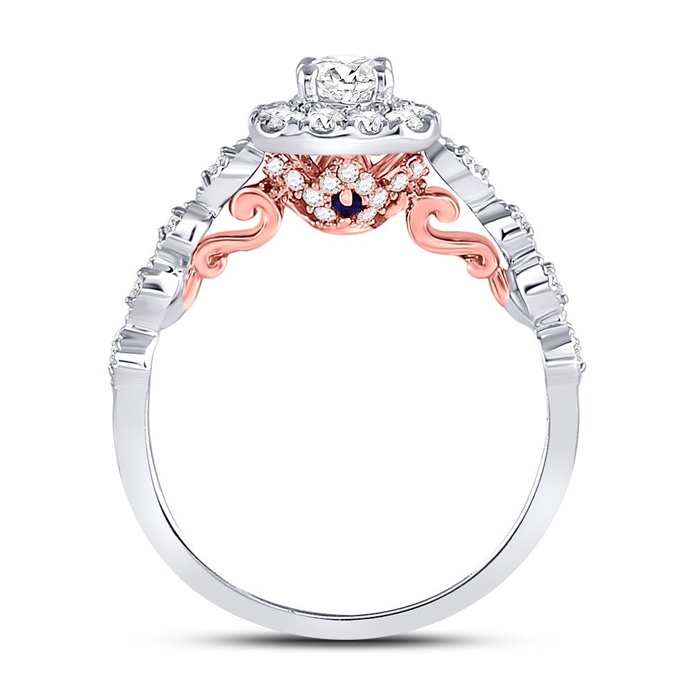 14K Two tone Gold Round Diamond Solitaire Bridal Wedding Engagement Ring (Certified) 3/4 Cttw - Splendid Jewellery