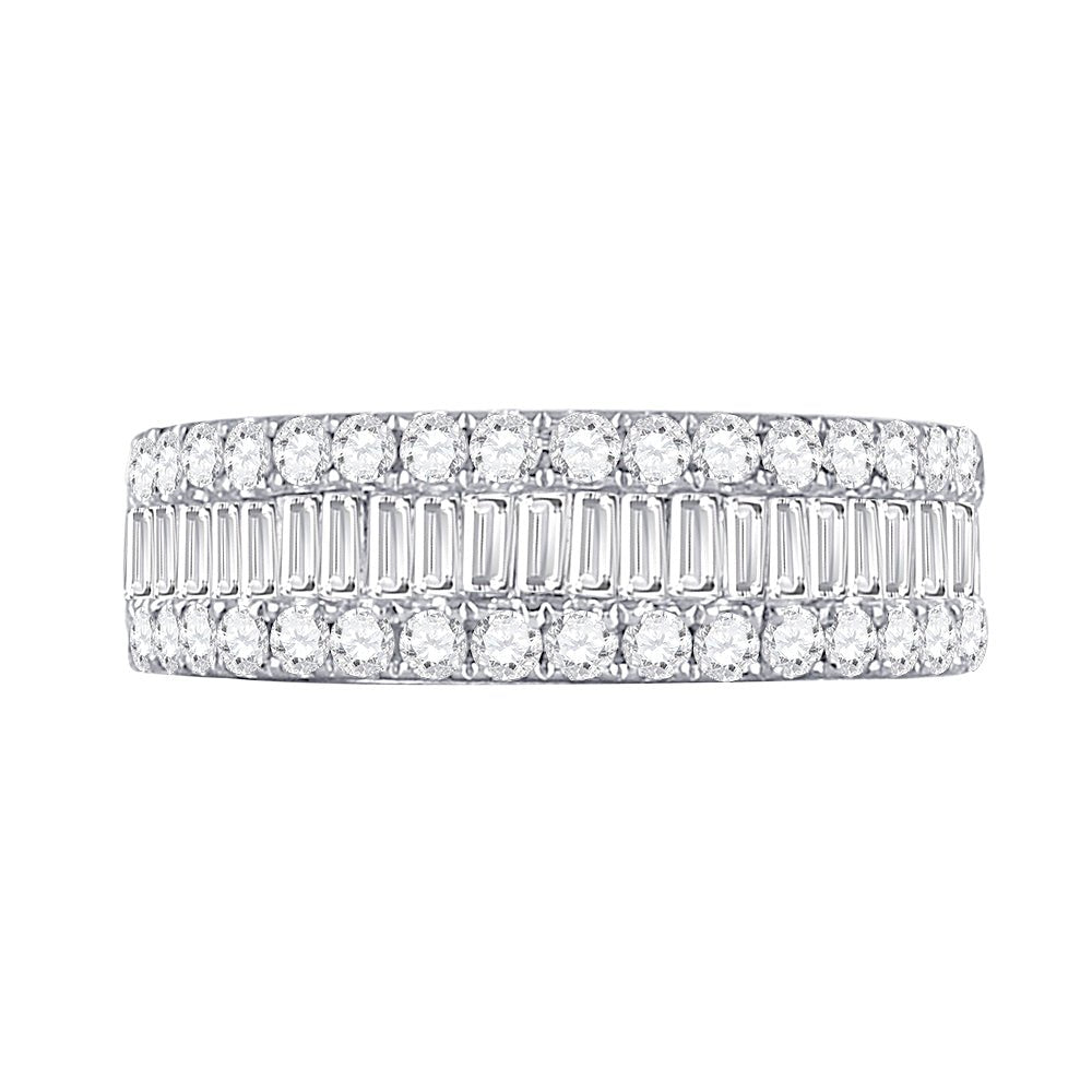 14K White Gold Baguette Diamond Anniversary Band Ring 1 1 1/2 Cttw - Splendid Jewellery