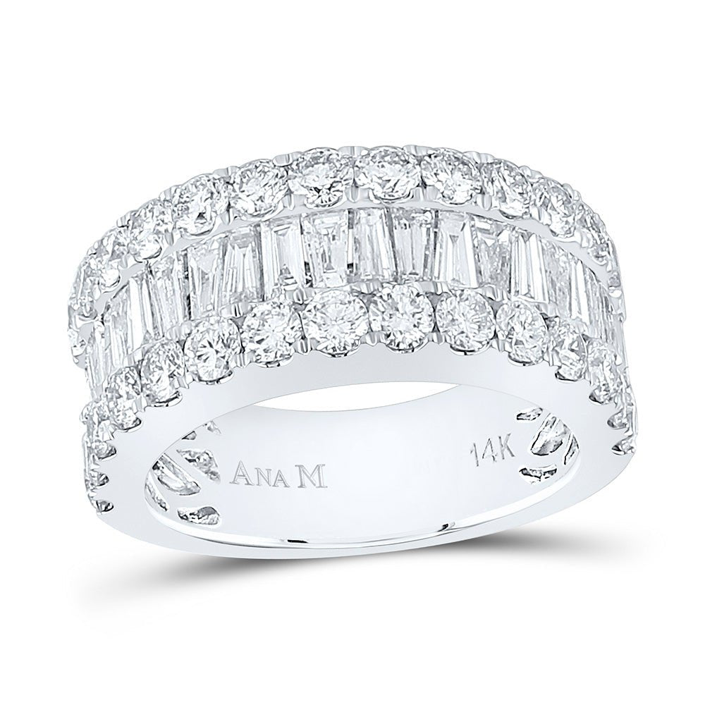 14K White Gold Baguette Diamond Anniversary Cocktail Ring 3 Cttw - Splendid Jewellery