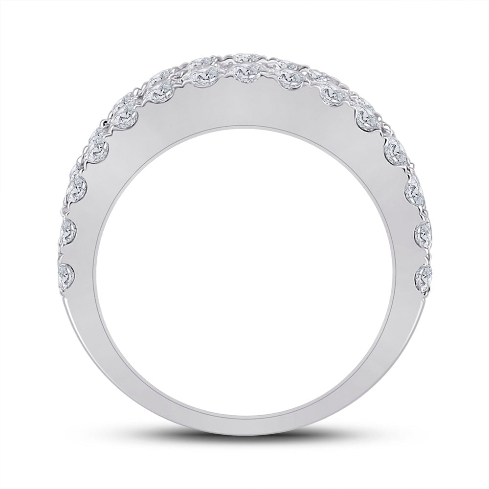 14K White Gold Baguette Diamond Anniversary Cocktail Ring 3 Cttw - Splendid Jewellery