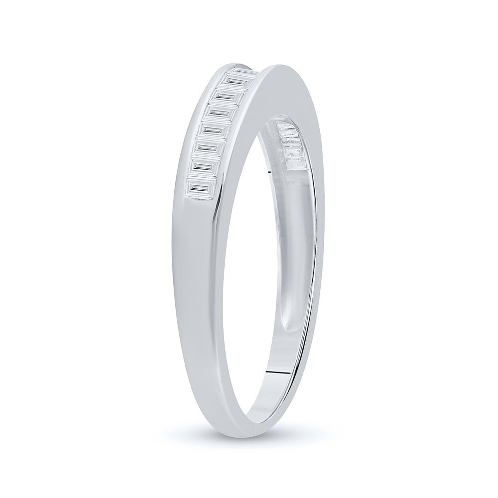 14K White Gold Baguette Diamond Wedding Band Ring 1/4 Cttw - Splendid Jewellery