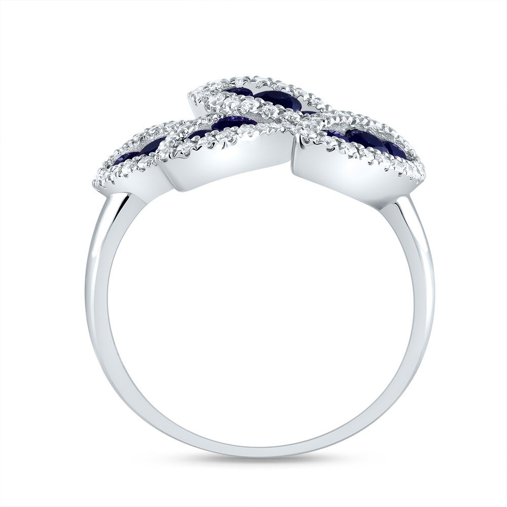 14K White Gold Diamond Blue Sapphire Gemstone Ring 1/3 Cttw - Splendid Jewellery