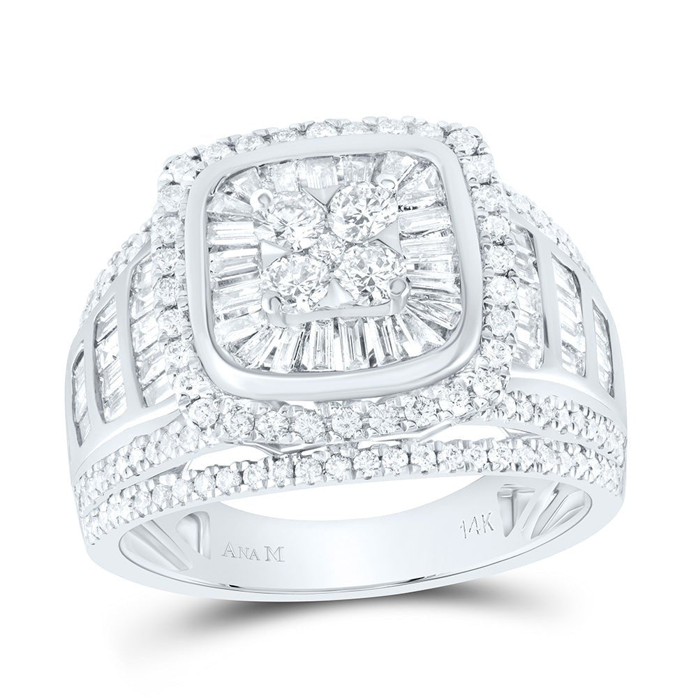 14K White Gold Diamond Cushion Single Halo Bridal Ring 1 7/8 Cttw - Splendid Jewellery