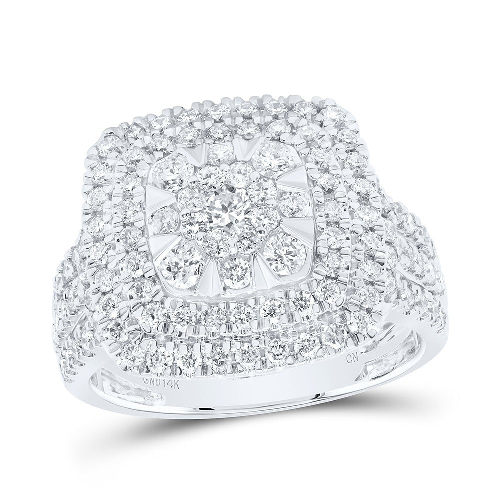 14K White Gold Diamond Cushion Women's Ring 1 1/3 Cttw - Splendid Jewellery