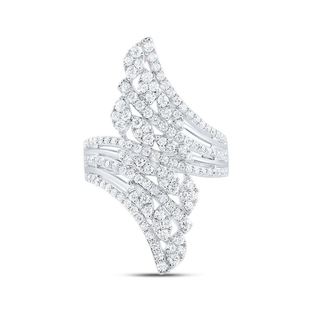 14K White Gold Diamond Designer Ring 1 1/4 Cttw - Splendid Jewellery