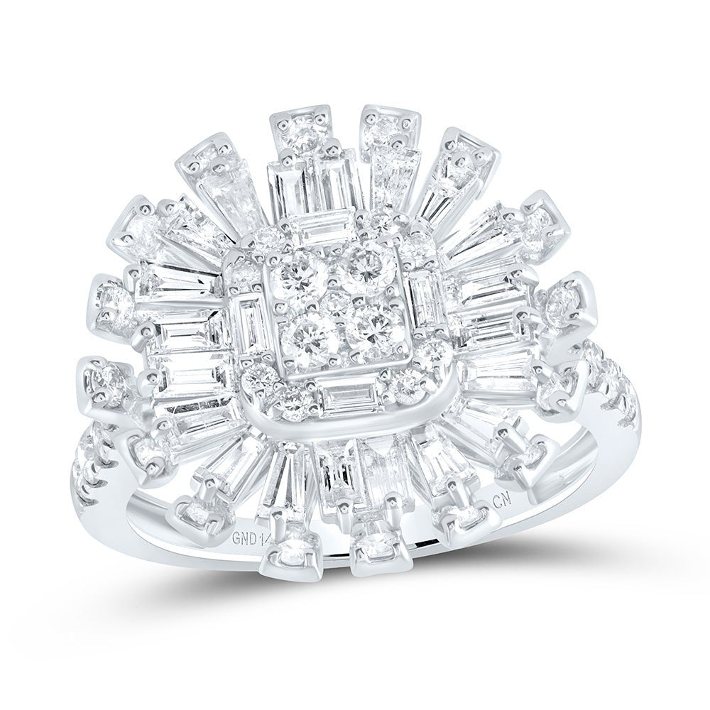 14K White Gold Diamond Designer Ring 1 3/4 Cttw - Splendid Jewellery