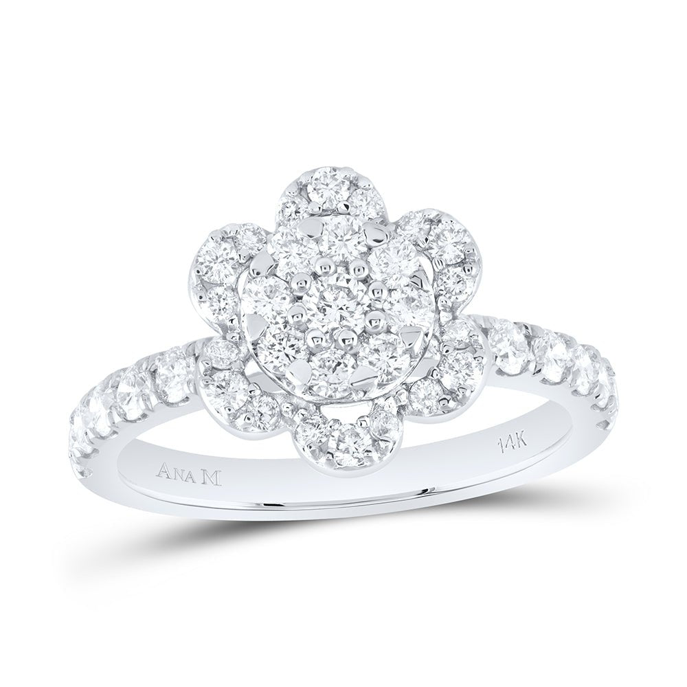 14K White Gold Diamond Designer Ring 1 Cttw - Splendid Jewellery