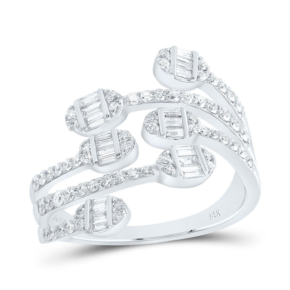 14K White Gold Diamond Designer Ring 3/4 Cttw - Splendid Jewellery