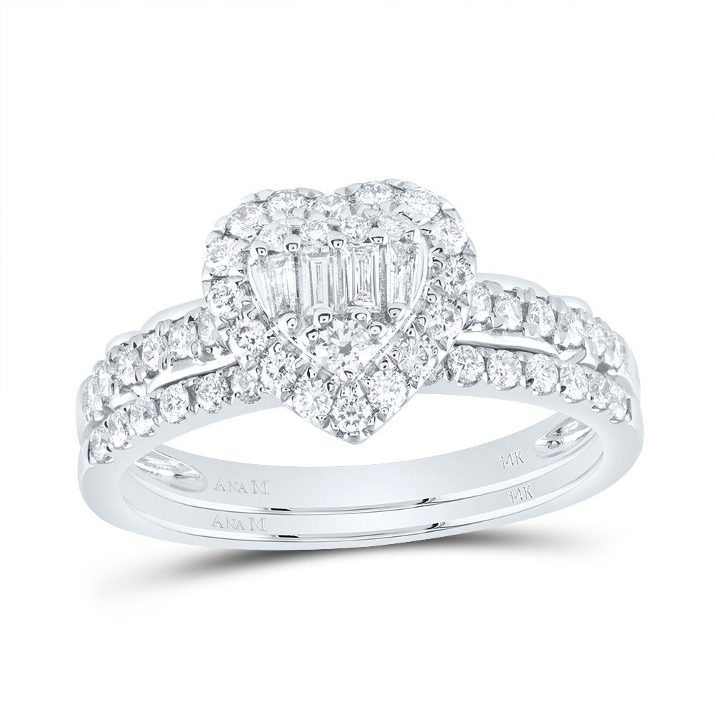 14K White Gold Diamond Diana Heart Bridal Set 5/8 Cttw - Splendid Jewellery