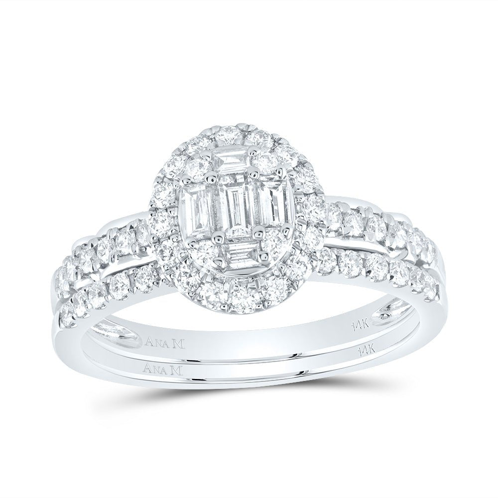14K White Gold Diamond Diana Oval Bridal Set 3/4 Cttw - Splendid Jewellery