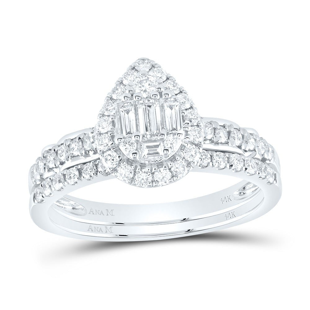 14K White Gold Diamond Diana Pear Bridal Set 3/4 Cttw - Splendid Jewellery