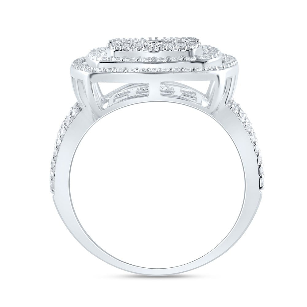 14K White Gold Diamond Fashion Cushion Baguette Bridal Ring 1 3/4 Cttw - Splendid Jewellery