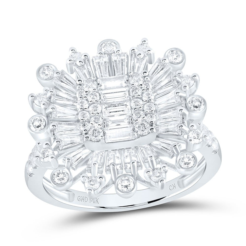 14K White Gold Diamond Fashion Cushion Ring 1 3/4 Cttw - Splendid Jewellery