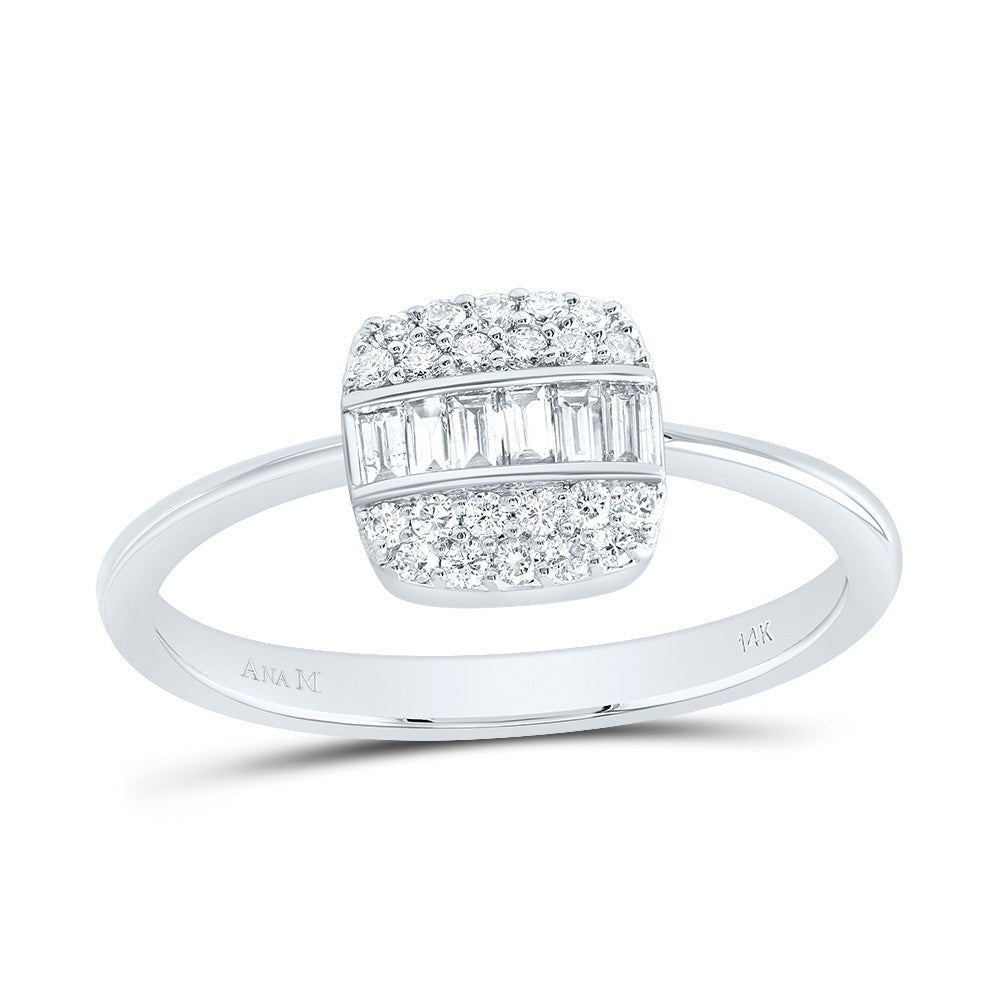 14K White Gold Diamond Fashion Cushion Ring 1/3 Cttw - Splendid Jewellery