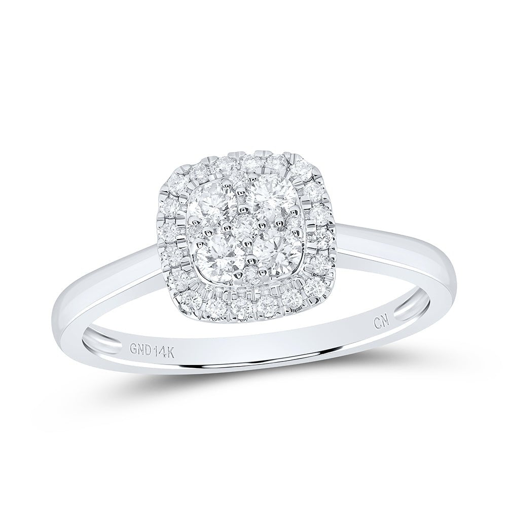 14K White Gold Diamond Fashion Cushion Ring 1/3 Cttw - Splendid Jewellery