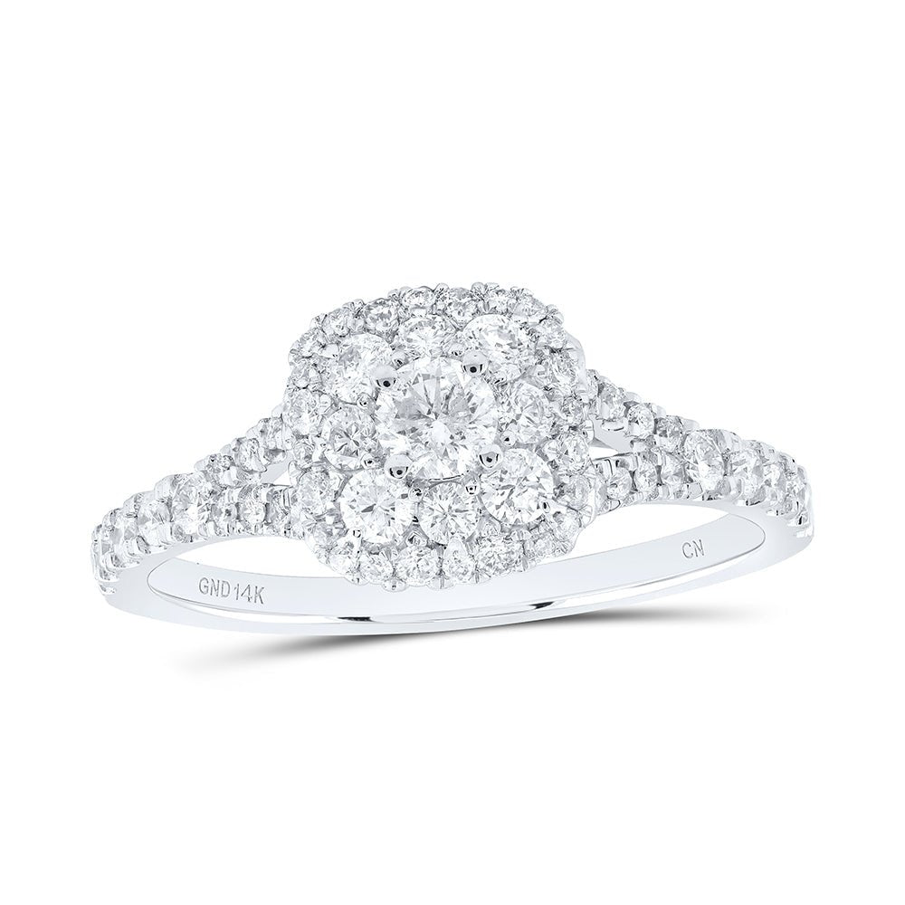 14K White Gold Diamond Fashion Cushion Ring 3/4 Cttw - Splendid Jewellery