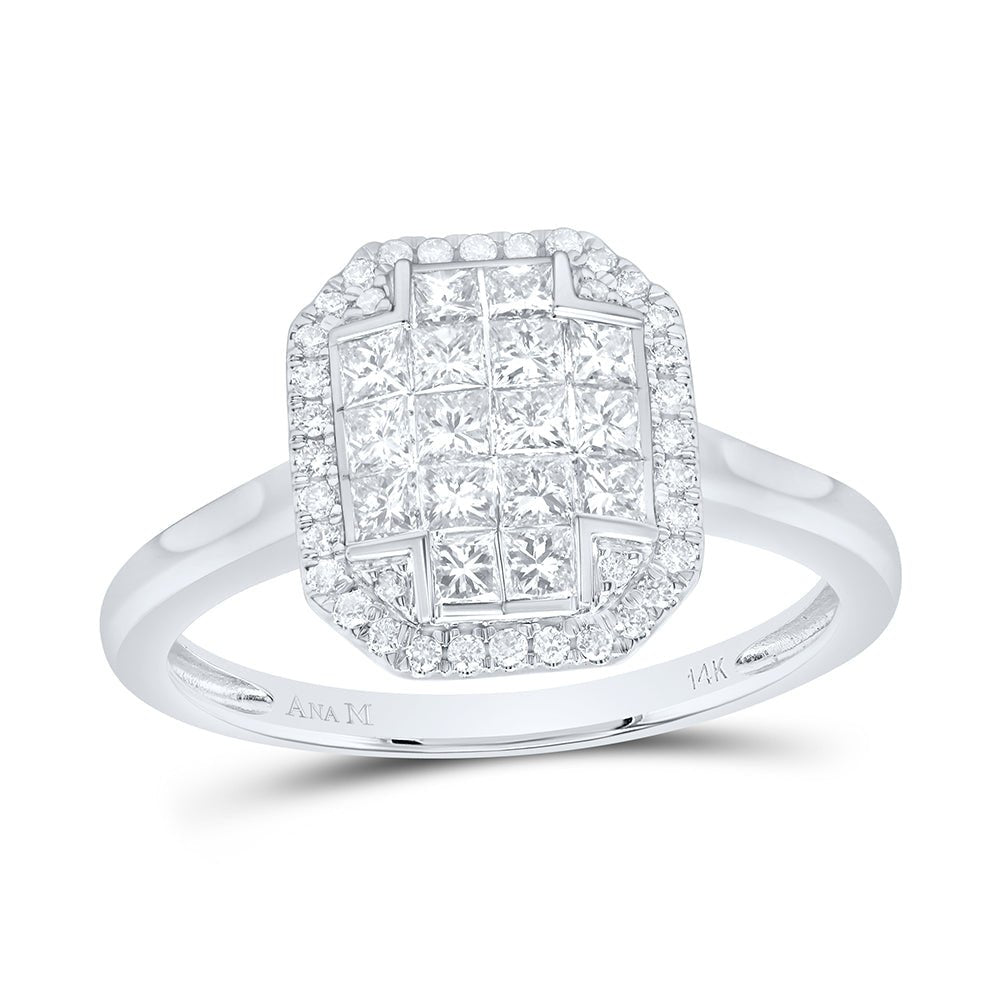 14K White Gold Diamond Fashion Emerald Ring 3/4 Cttw - Splendid Jewellery