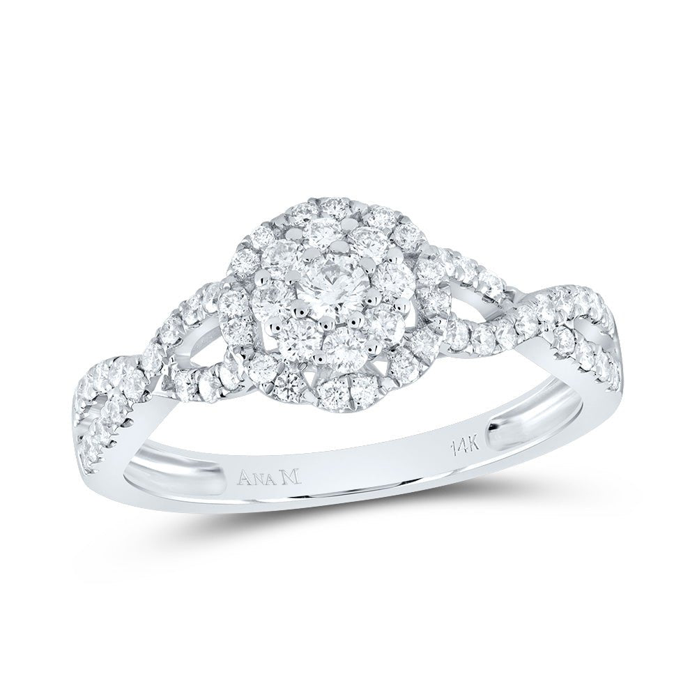 14K White Gold Diamond Fashion Flower Bridal Ring 1/2 Cttw - Splendid Jewellery