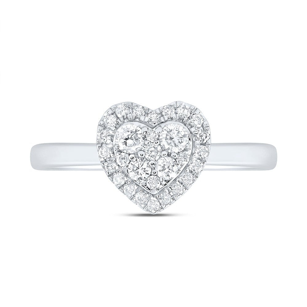 14K White Gold Diamond Fashion Heart Ring 1/3 Cttw - Splendid Jewellery