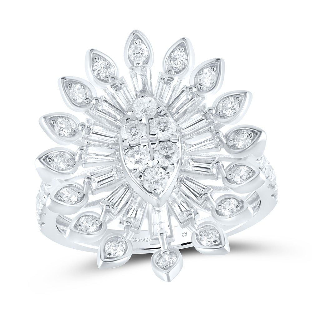14K White Gold Diamond Fashion Marquise Ring 1 7/8 Cttw - Splendid Jewellery