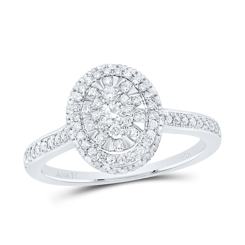 14K White Gold Diamond Fashion Oval Ring 1/2 Cttw - Splendid Jewellery
