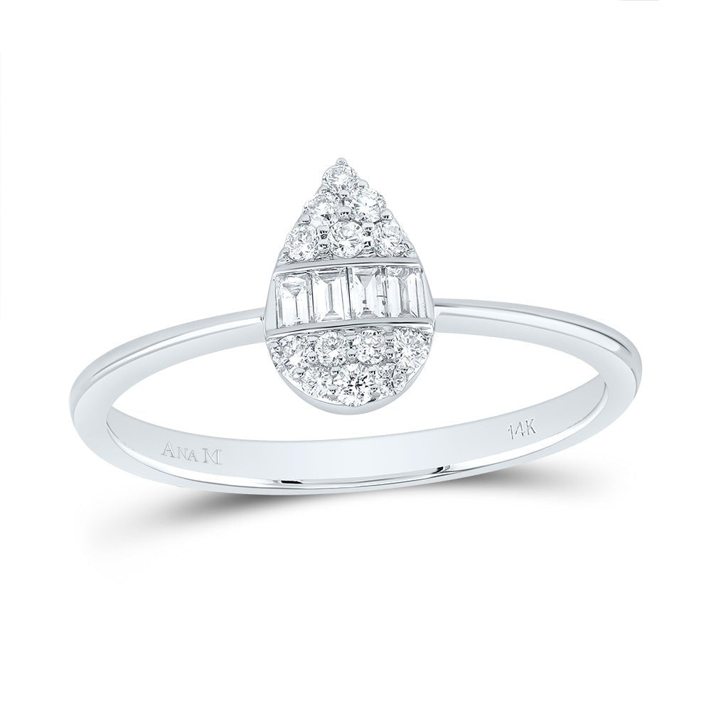 14K White Gold Diamond Fashion Pear Ring 1/5 Cttw - Splendid Jewellery