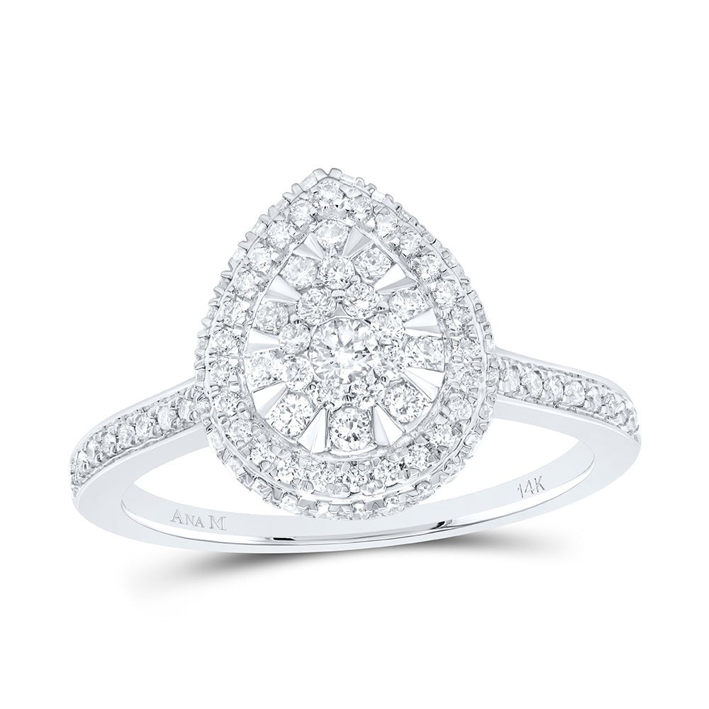 14K White Gold Diamond Fashion Pear Ring 5/8 Cttw - Splendid Jewellery