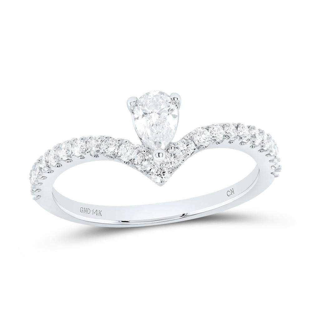 14K White Gold Diamond Fashion Pear Women's Ring 5/8 Cttw - Splendid Jewellery