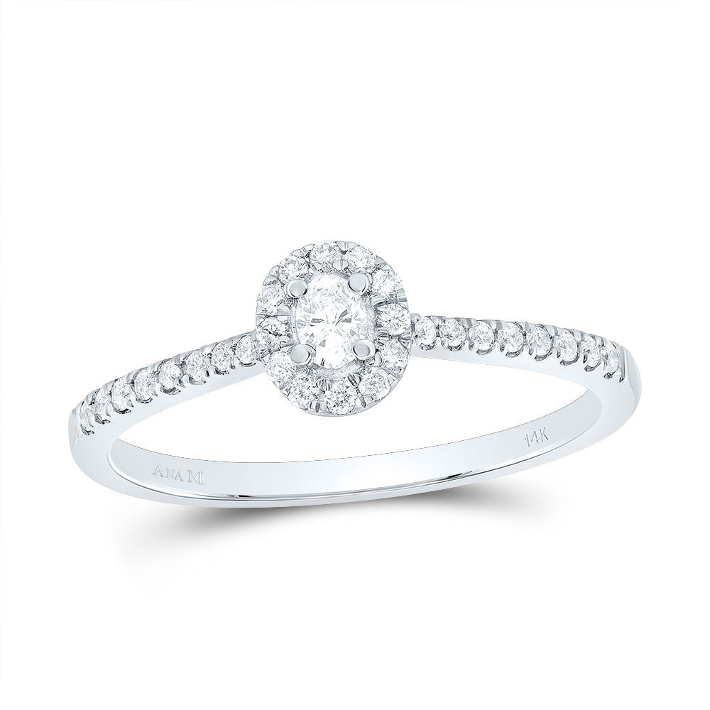 14K White Gold Diamond Fashion Promise Oval Ring 1/4 Cttw - Splendid Jewellery