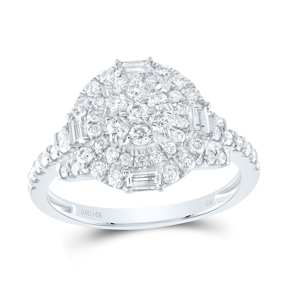 14K White Gold Diamond Flower Designer Ring 1 Cttw - Splendid Jewellery
