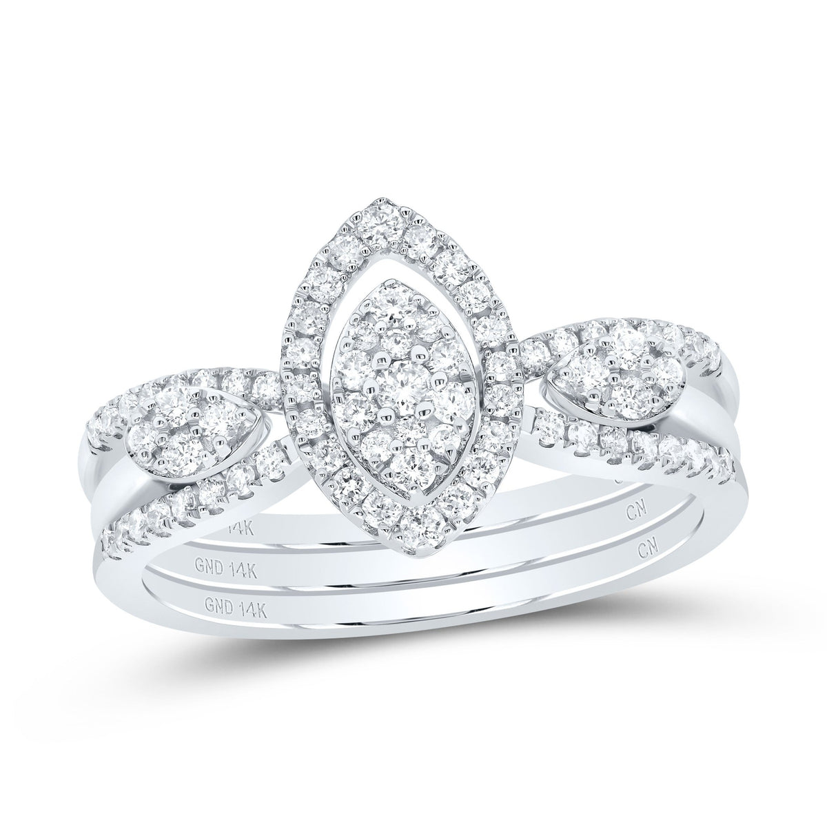 14K White Gold Diamond Marquise Designer Ring 1/2 Cttw - Splendid Jewellery