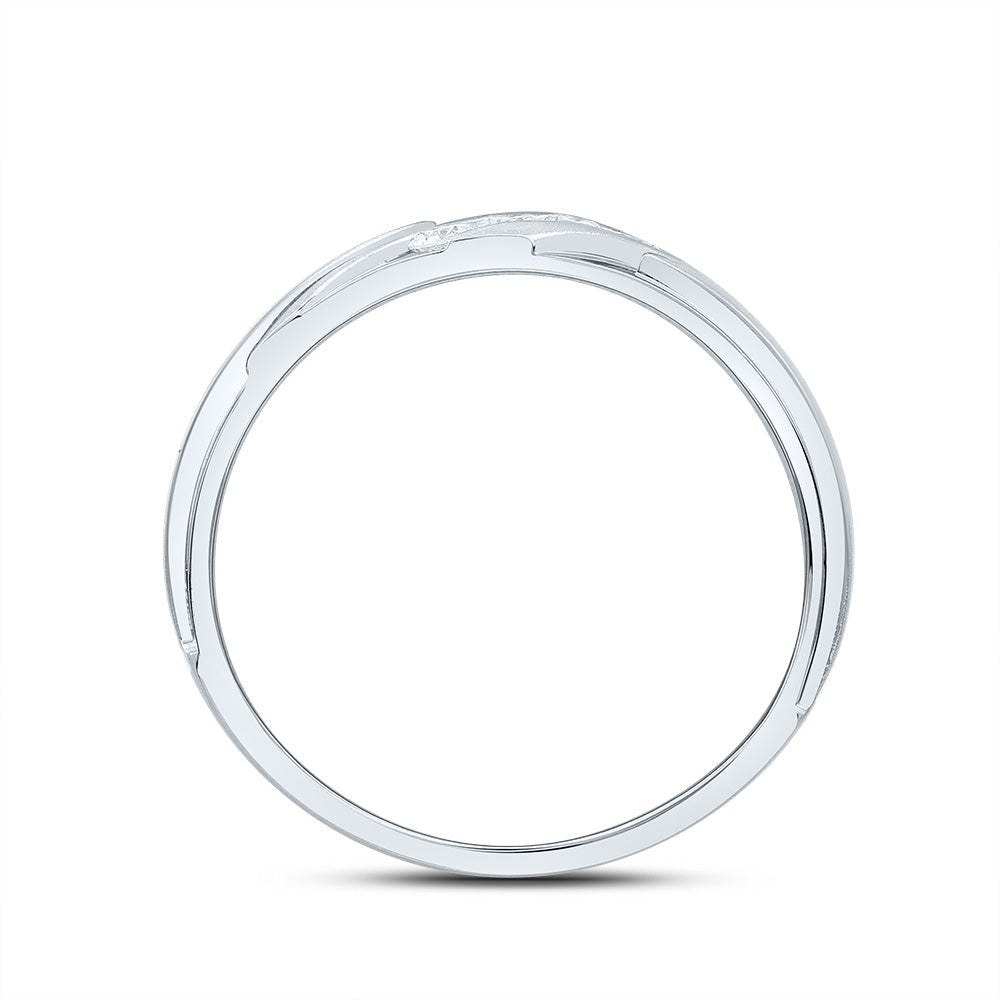 14K White Gold Diamond Men's Machine Set Band 1/4 Cttw - Splendid Jewellery