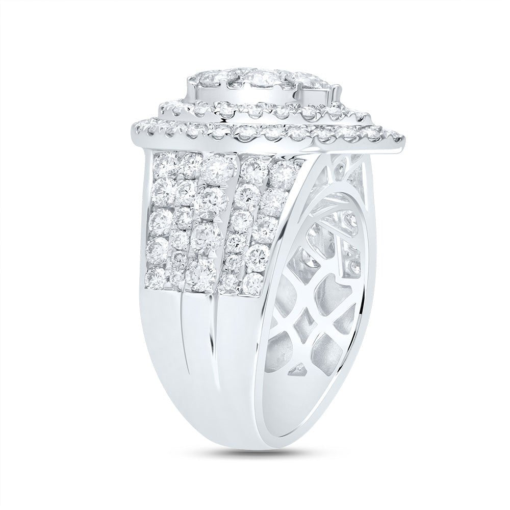 14K White Gold Diamond Pear Double Halo Fashion Bridal Ring 3 Cttw - Splendid Jewellery