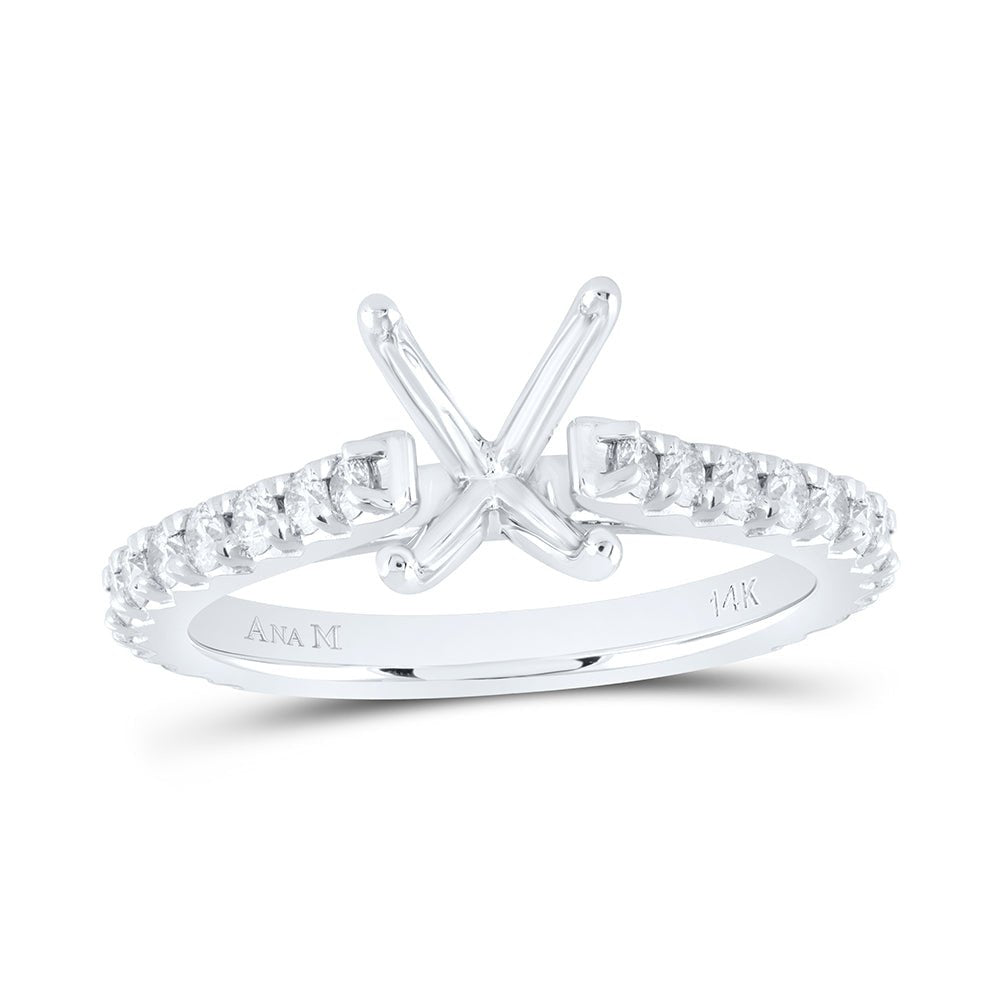 14K White Gold Diamond Semi Mount No Halo Engagement Ring 5/8 Cttw - Splendid Jewellery