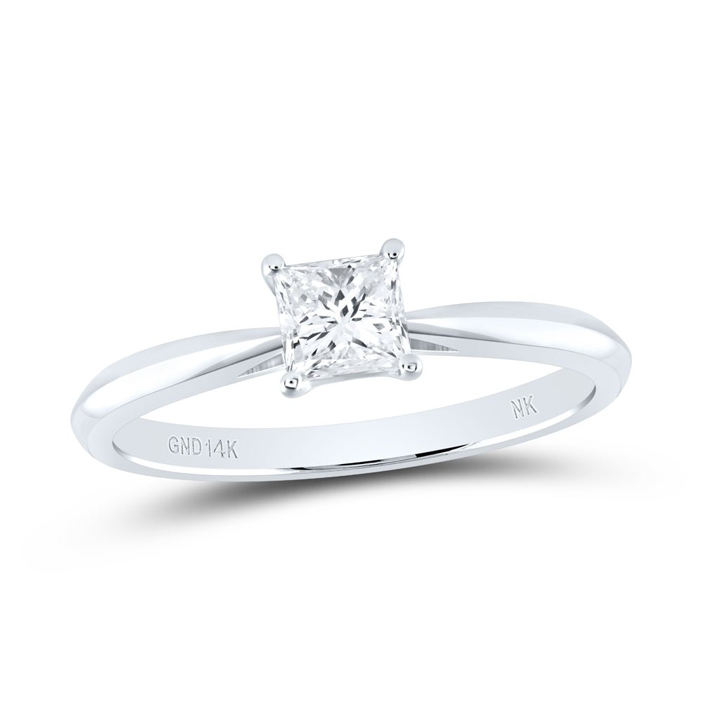 14K White Gold Diamond Si Ij Princess Solitaire Ring 1 Cttw - Splendid Jewellery