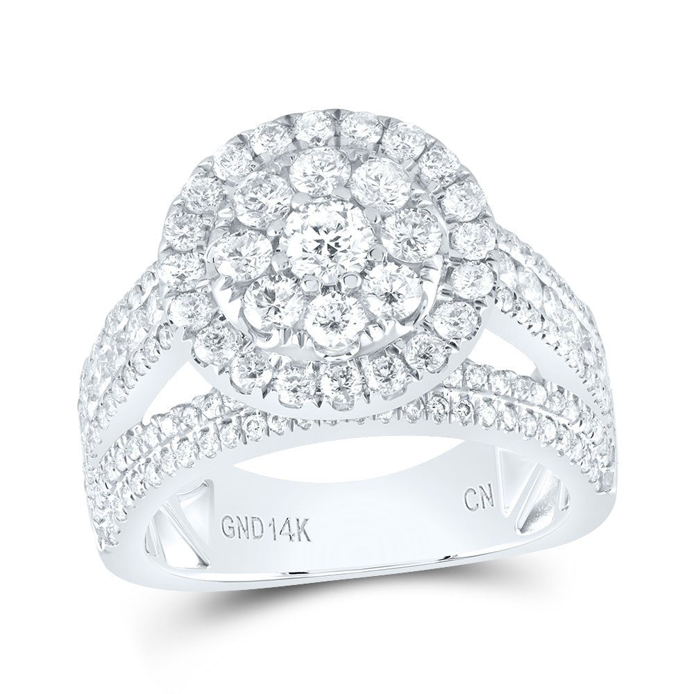 14K White Gold Diamond Single Halo Bridal Ring 2 3/8 Cttw - Splendid Jewellery